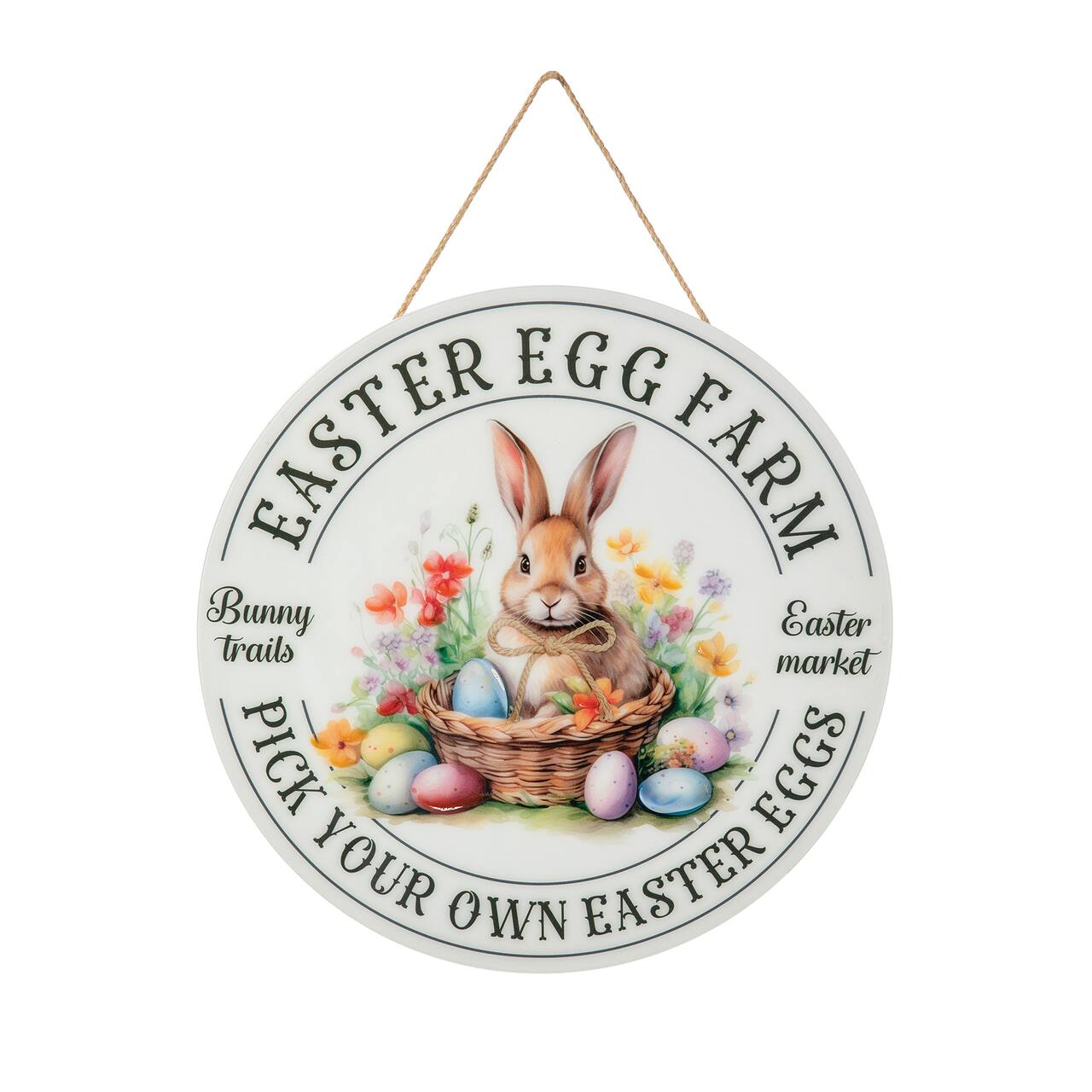 Glitzhome® 11.75" Easter Bunny Round Wall or Door Hanger